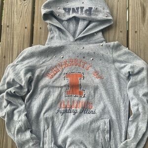Victoria's Secret Gray Hoodie with Orange and Blue Accents